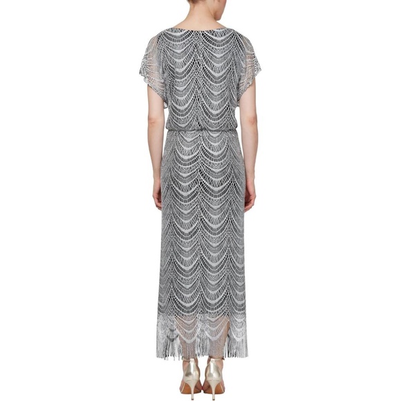 NWT SLNY Metallic Crochet Cocktail Dress - size 10 - Picture 2 of 6